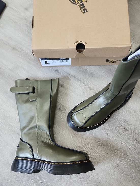 Dr. Martens Shoes - Dr. Martens Olive Green Leather Platform Buzz HI OLIVE ECIPSE